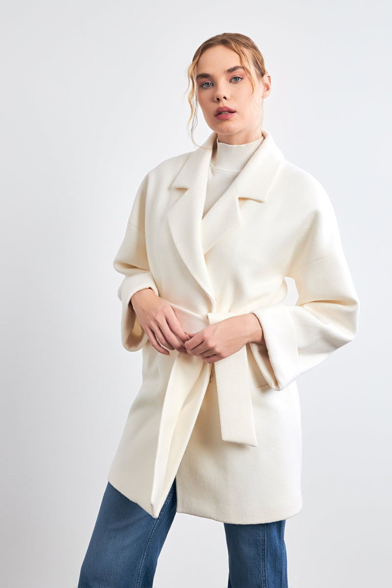 Setre Pocket Belted Coat Ecru