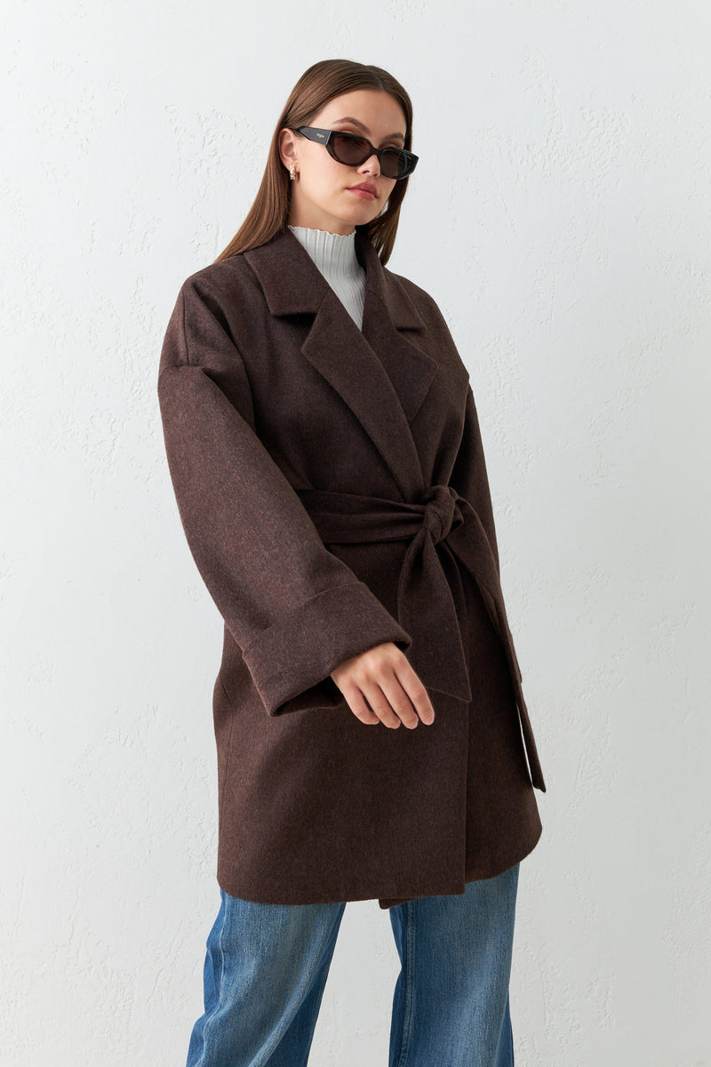 Setre Coat With Belt Detail Brown