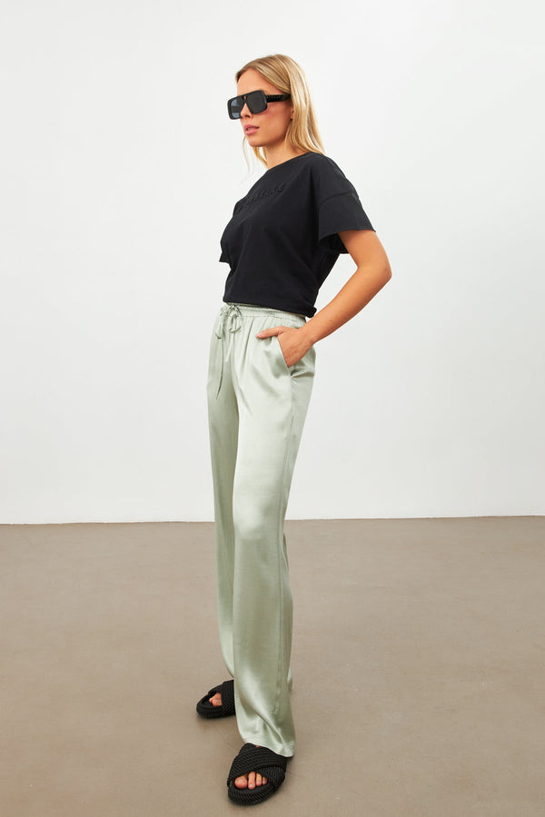 Setre Waist Elasticated Tie Detail Trousers Light Green