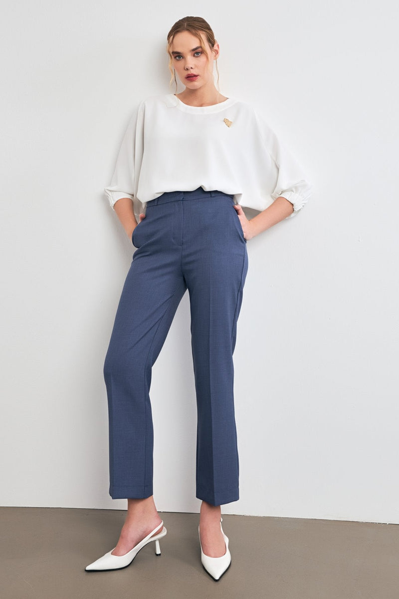 Setre  Pattern Detailed Fabric Trousers Indigo