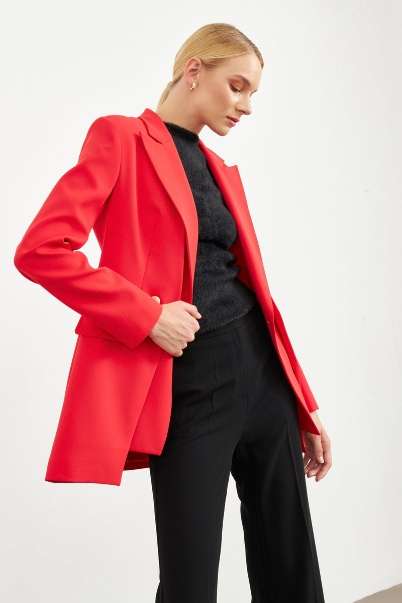 Setre Asymmetrical Button Detailed Jackets Red