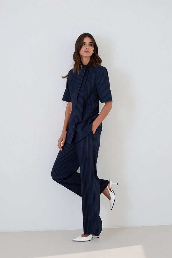 Setre Striped Pattern Suit Navy