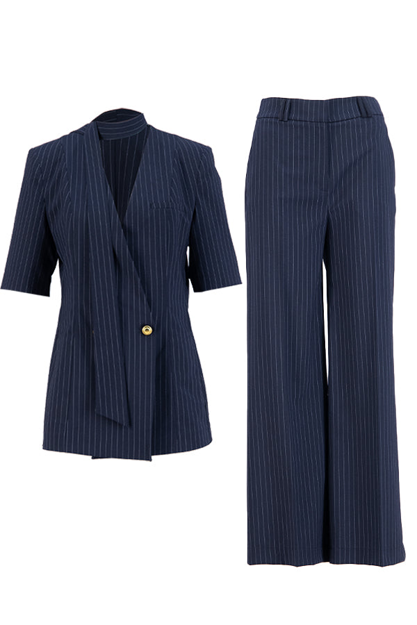 Setre Striped Pattern Suit Navy