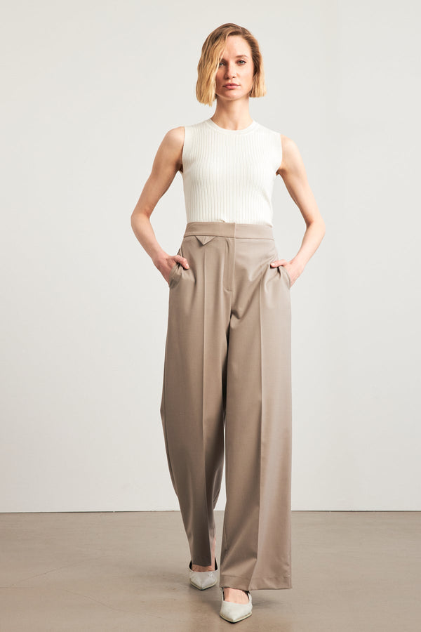 Setre Wide Leg Loose Trousers Beige