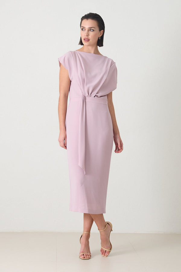 Setre Draped Detail Midi Dress Powder Pink