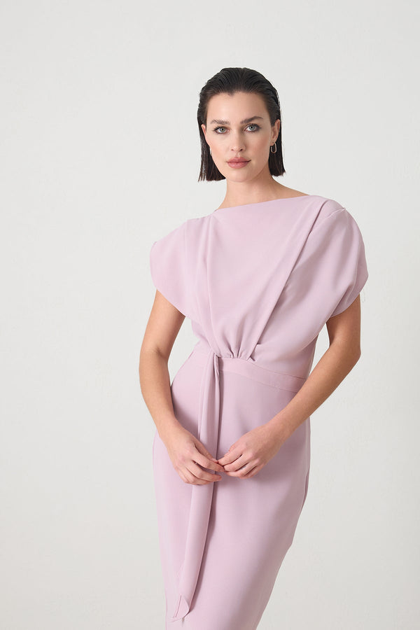 Setre Draped Detail Midi Dress Powder Pink