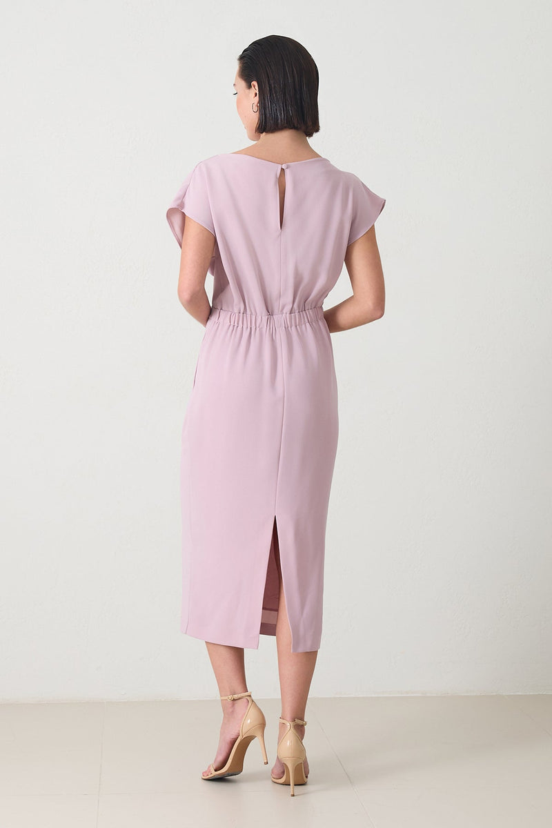 Setre Draped Detail Midi Dress Powder Pink