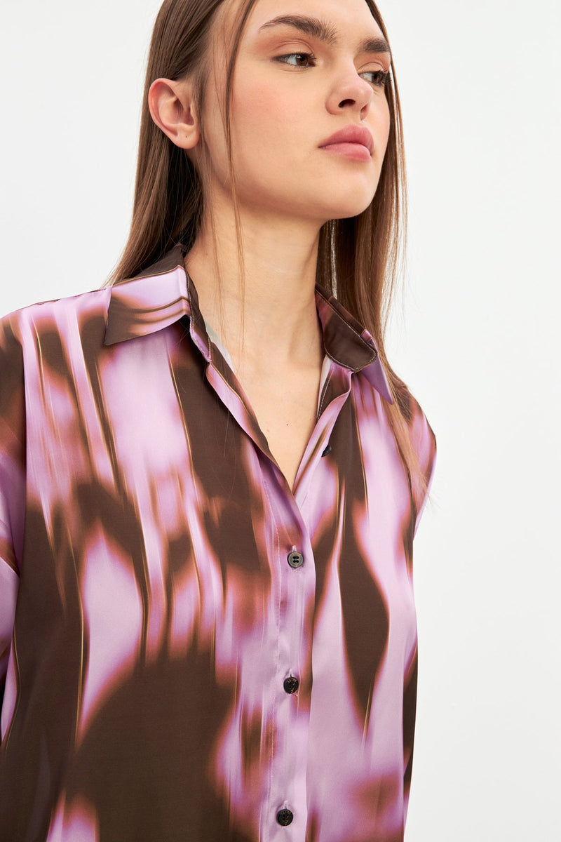 Setre Patterned Long Sleeve Shirt Purple