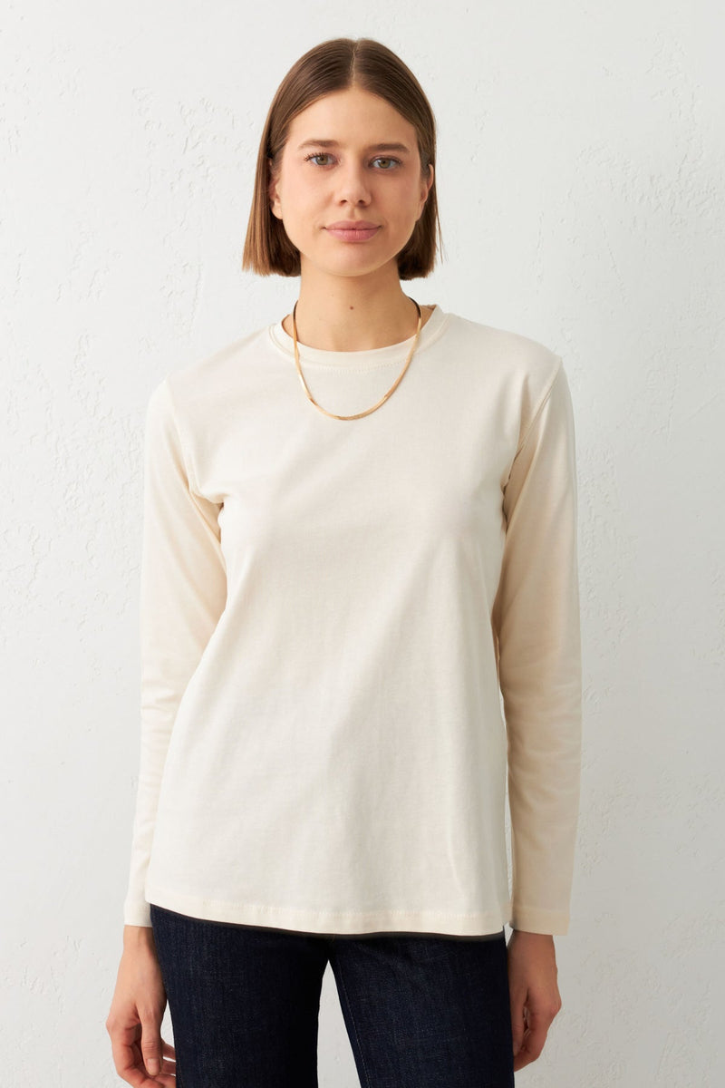 Setre Crew Neck Long Sleeve T-Shirt Cream