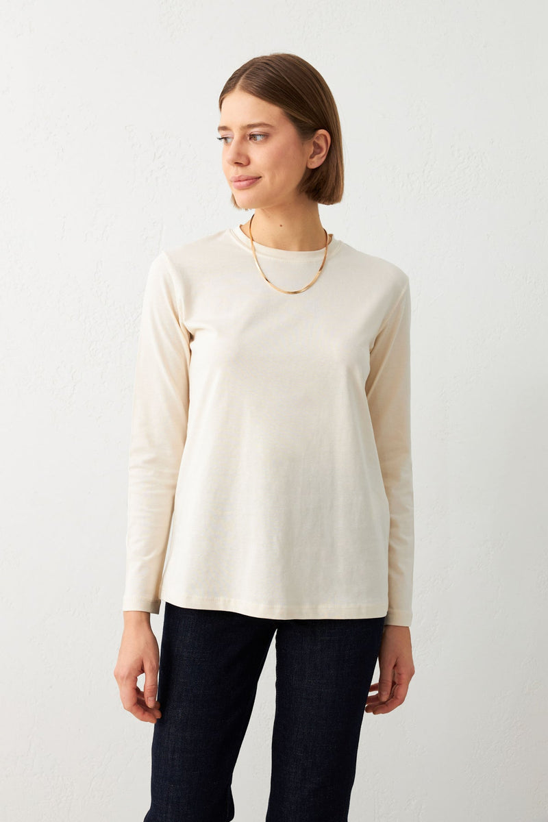 Setre Crew Neck Long Sleeve T-Shirt Cream