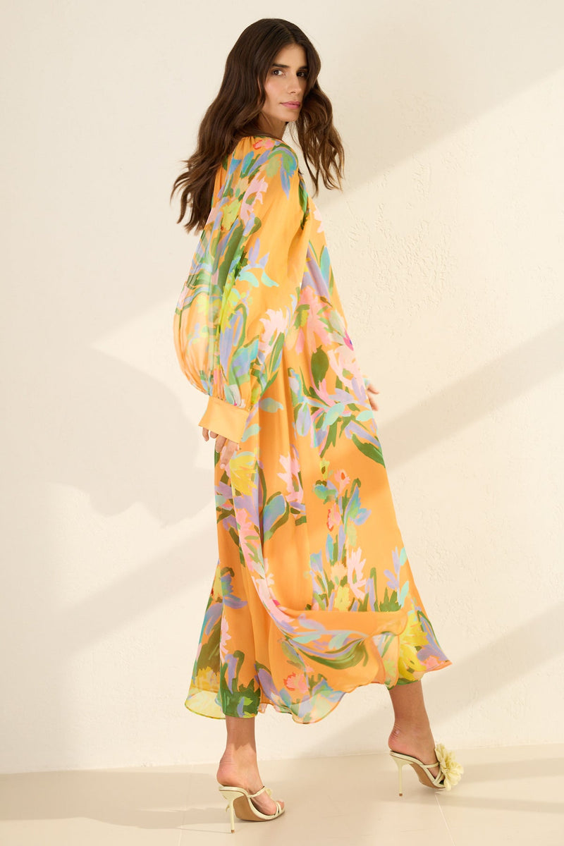 Setre Floral Print Maxi Dress Orange