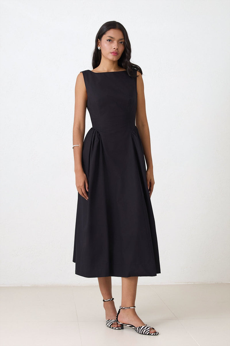 Setre Detailed Waist Sleeveless Dress Black