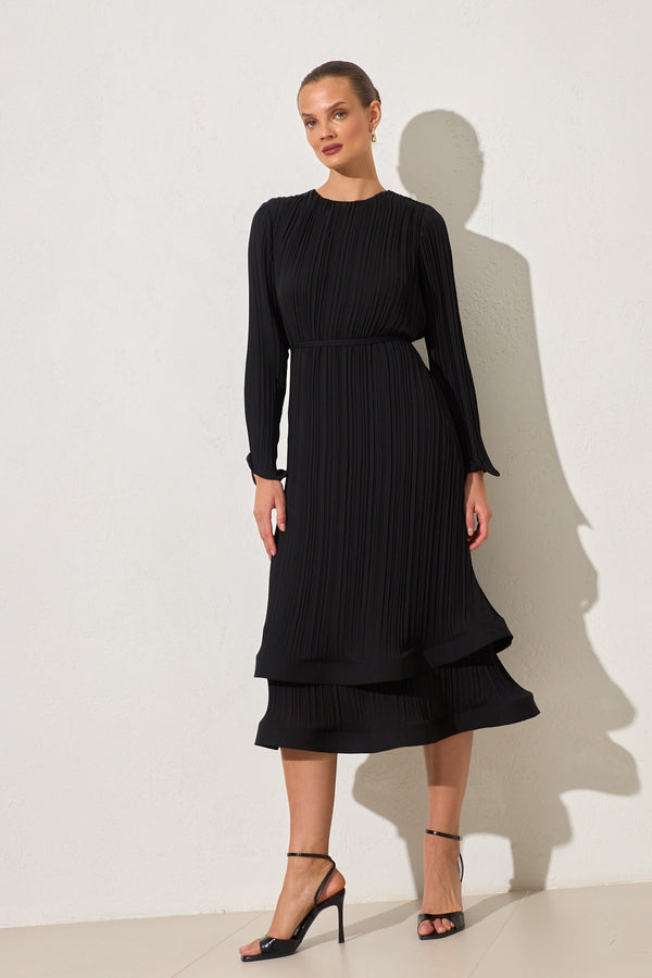 Setre Pleated Relaxed Cut Dress Black