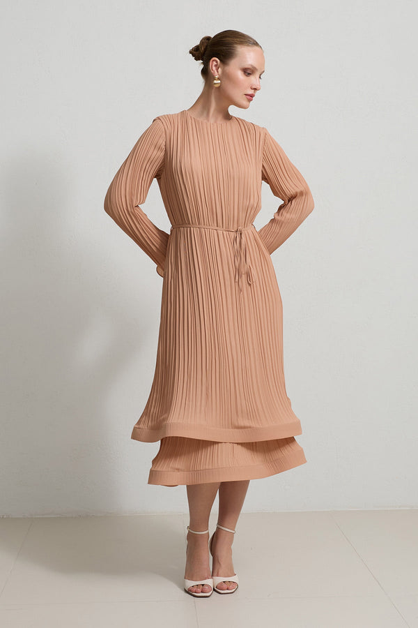 Setre Pleated Relaxed Cut Dress Salmon