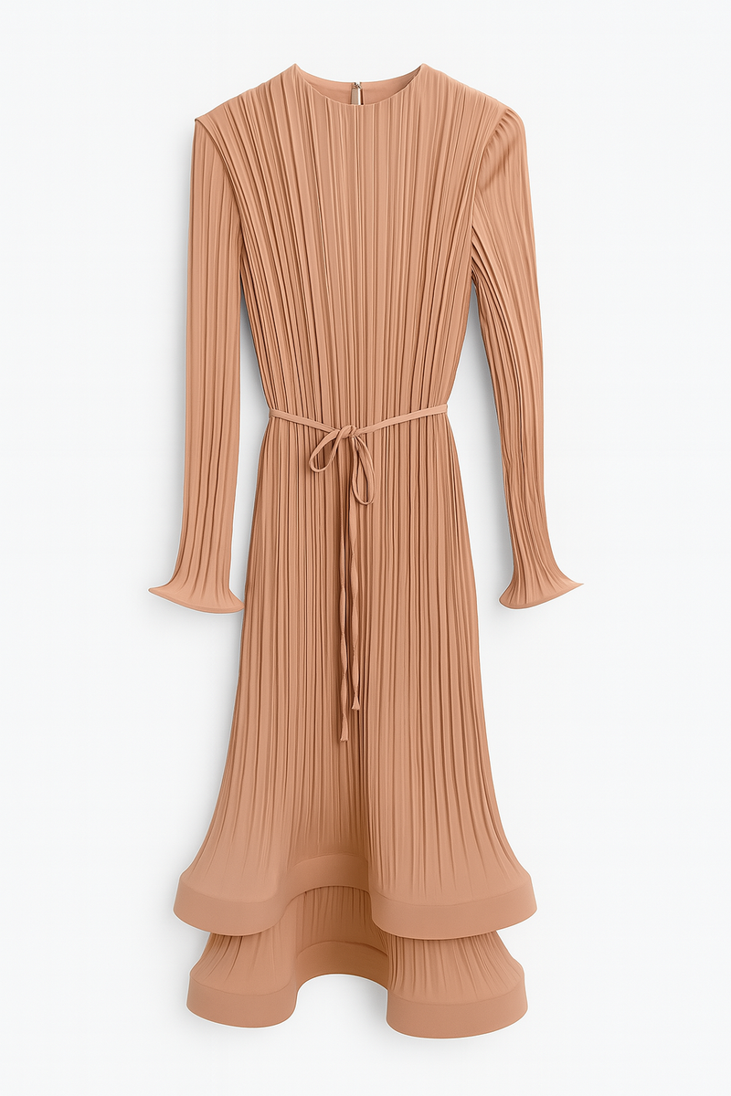 Setre Pleated Relaxed Cut Dress Salmon