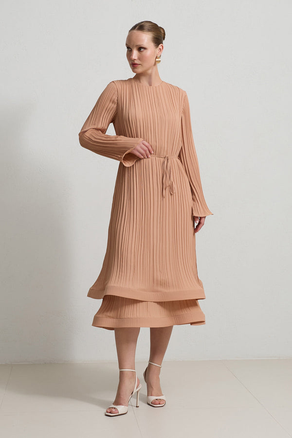 Setre Pleated Relaxed Cut Dress Salmon