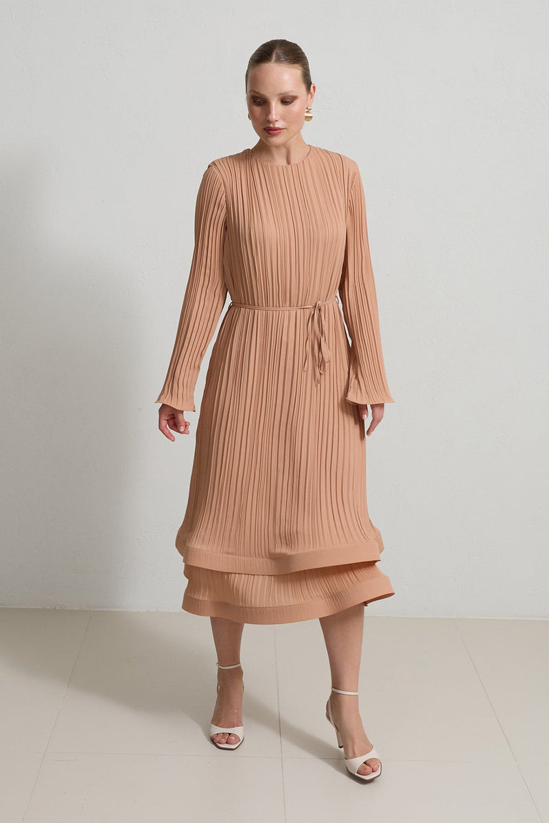 Setre Pleated Relaxed Cut Dress Salmon