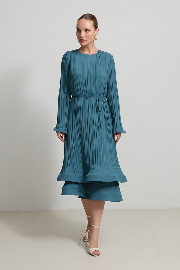 Setre Pleated Relaxed Cut Dress Crystal