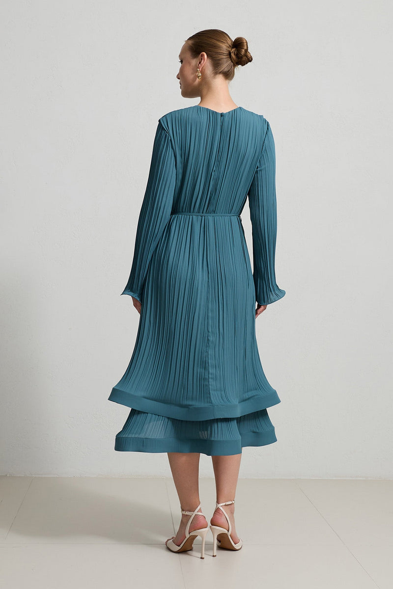Setre Pleated Relaxed Cut Dress Crystal