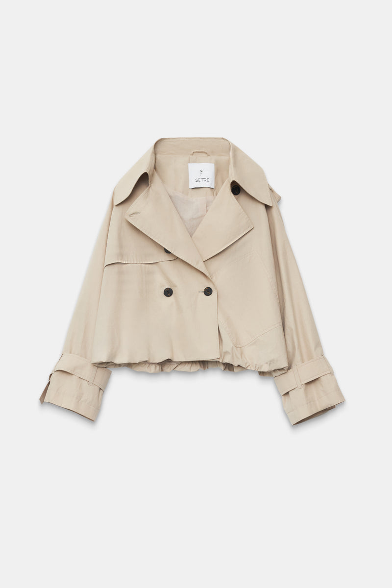 Setre Trench Coat With Collar And Asymmetrical Closure Detail Beige