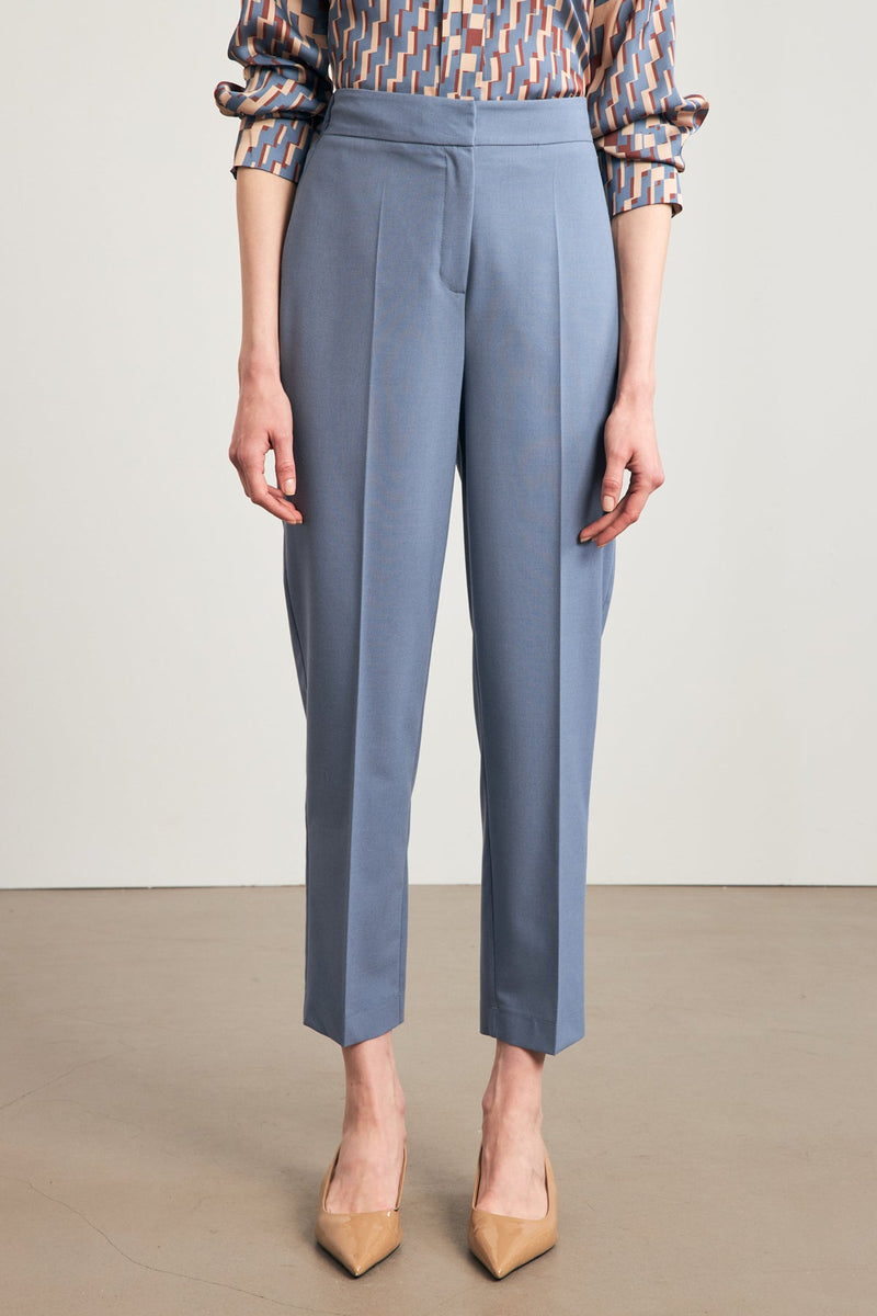 Setre High Waist Full Pattern Trousers Blue