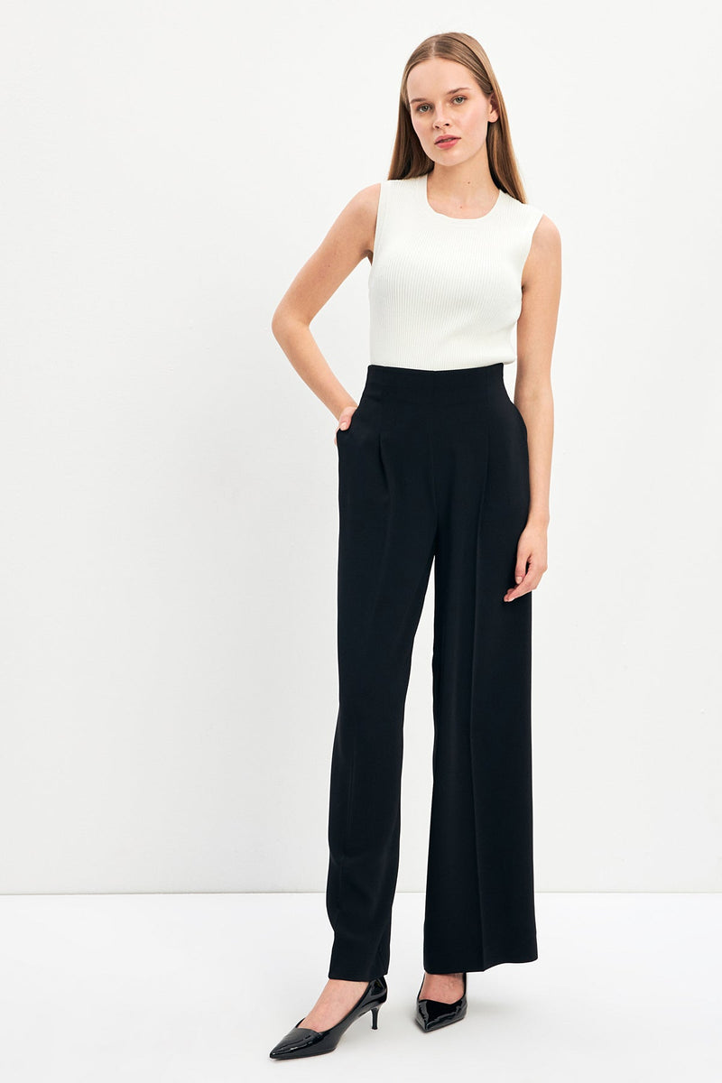 Setre High Waist Wide Leg Trousers Black