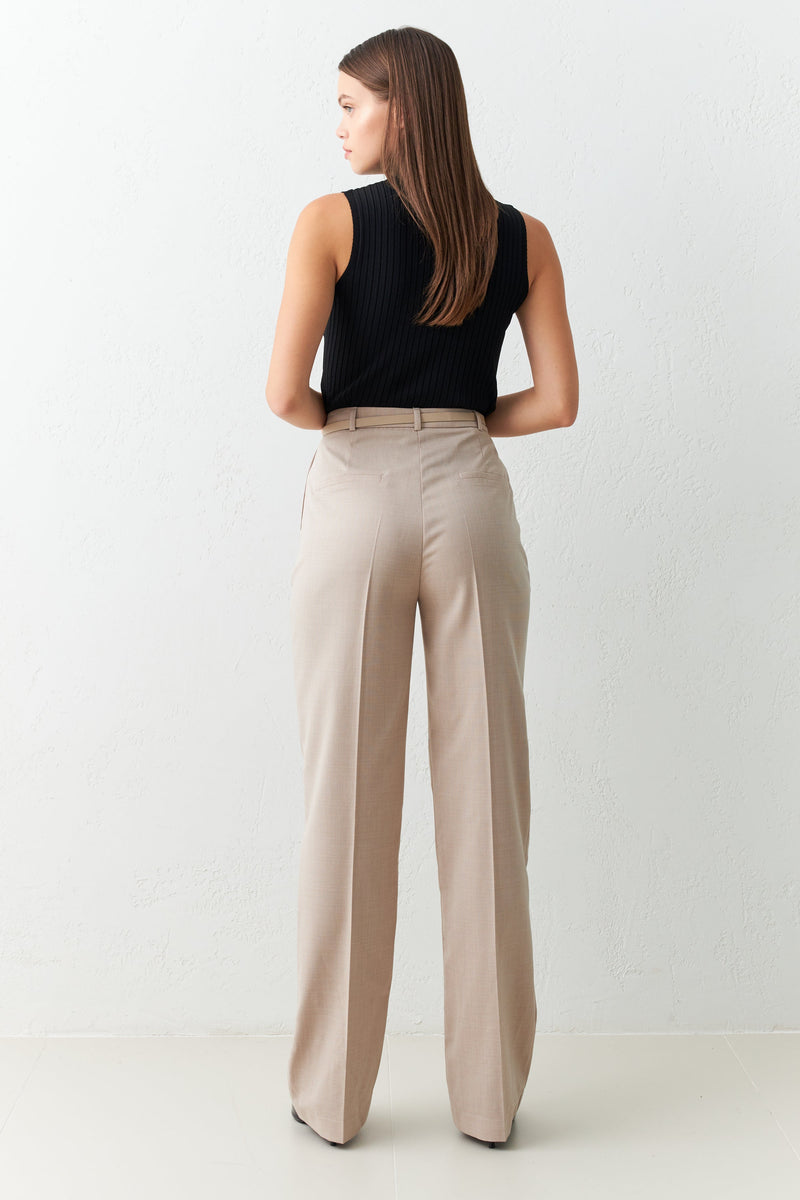 Setre Trousers With Belt And Pleat Detail Mink