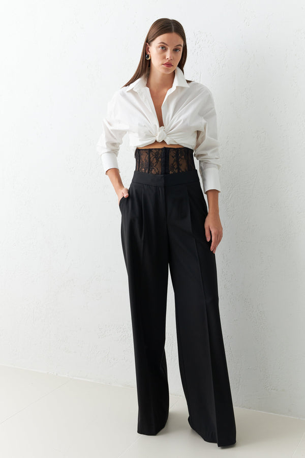 Setre Trousers With Transparent Waist Detail Black