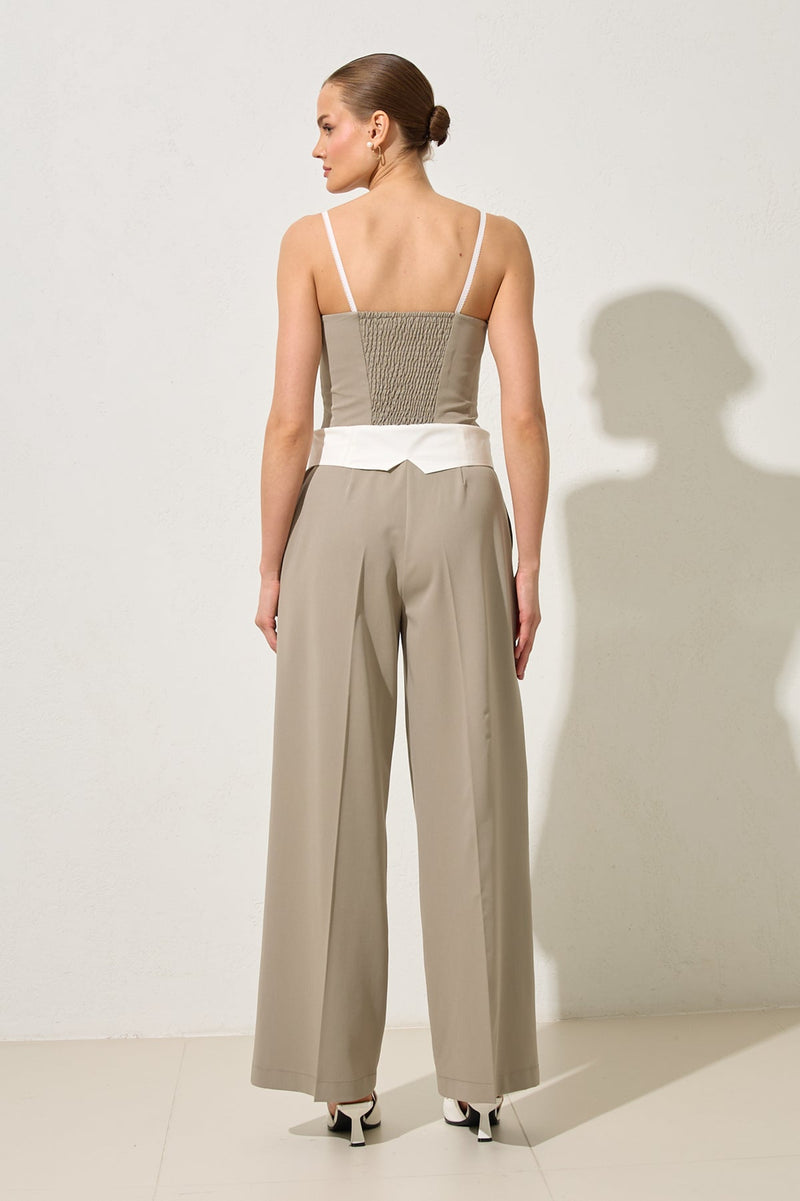Setre Waist Detailed Relaxed Cut Trousers Olive
