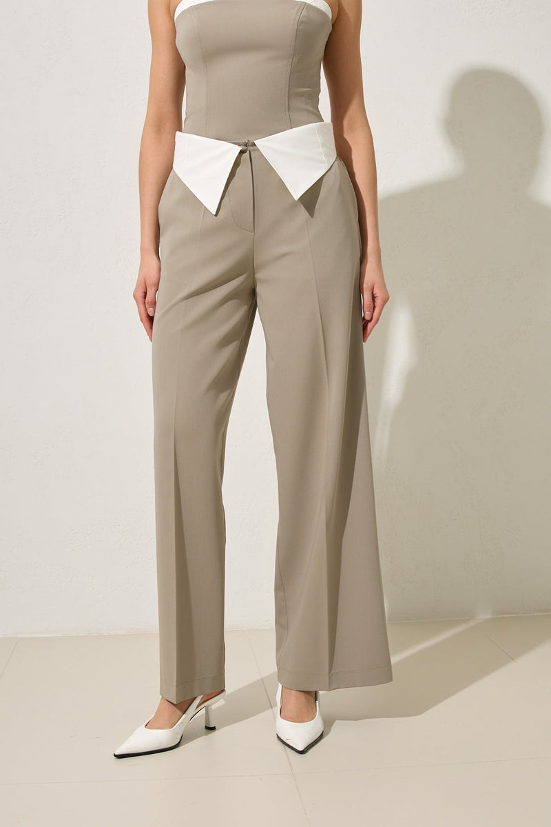 Setre Waist Detailed Relaxed Cut Trousers Olive
