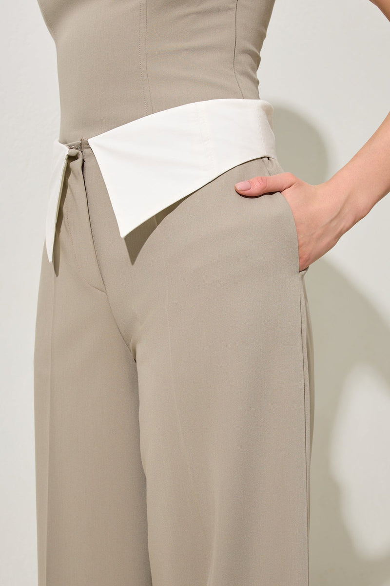 Setre Waist Detailed Relaxed Cut Trousers Olive