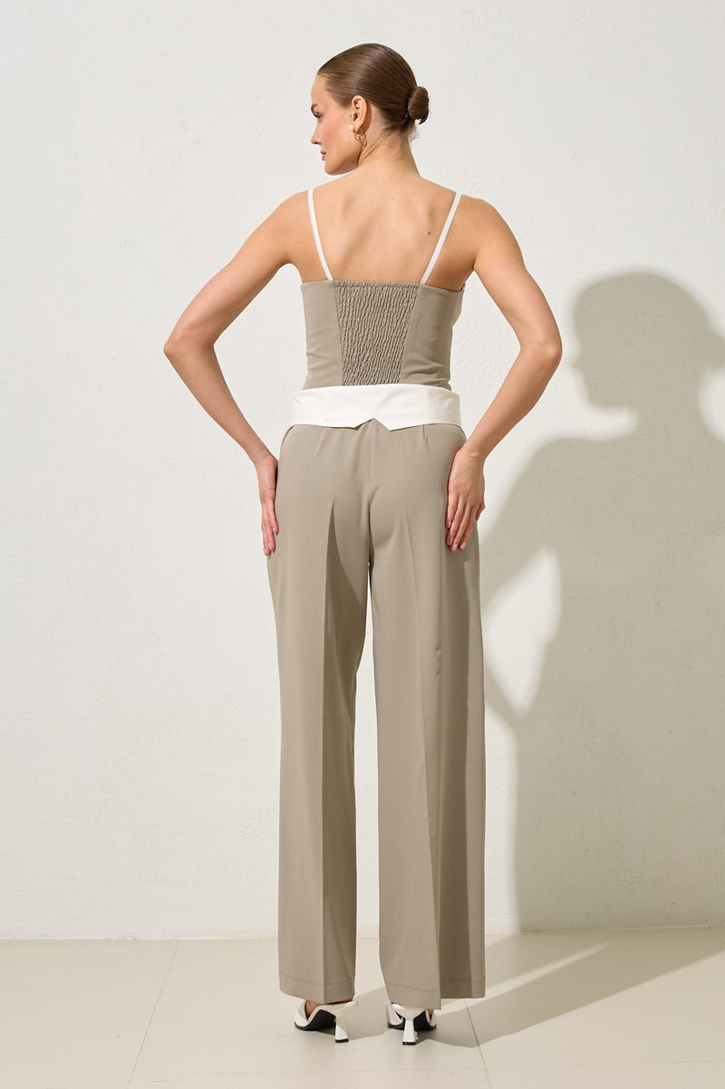 Setre Thin Strap Collar Detailed Blouse Olive
