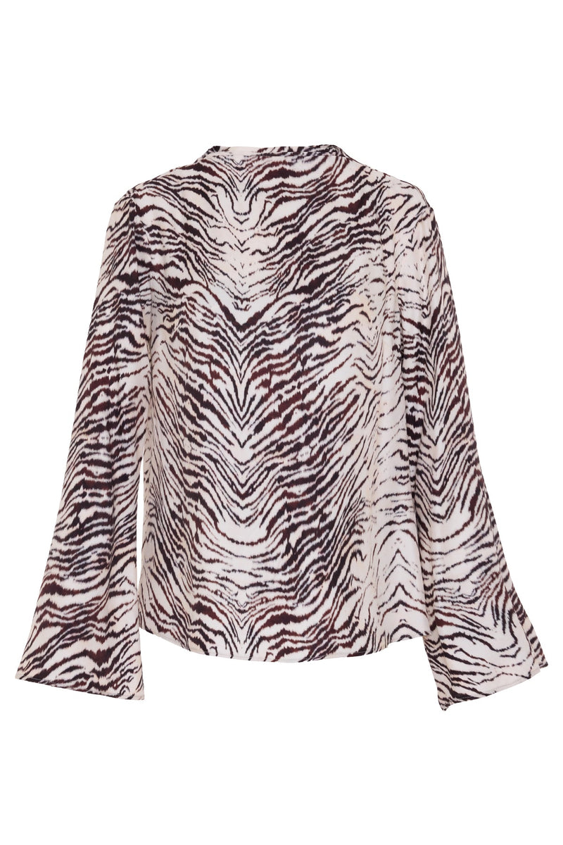 Setre Patterned Long Sleeve Relaxed Cut Blouse Burgundy/Offwhite