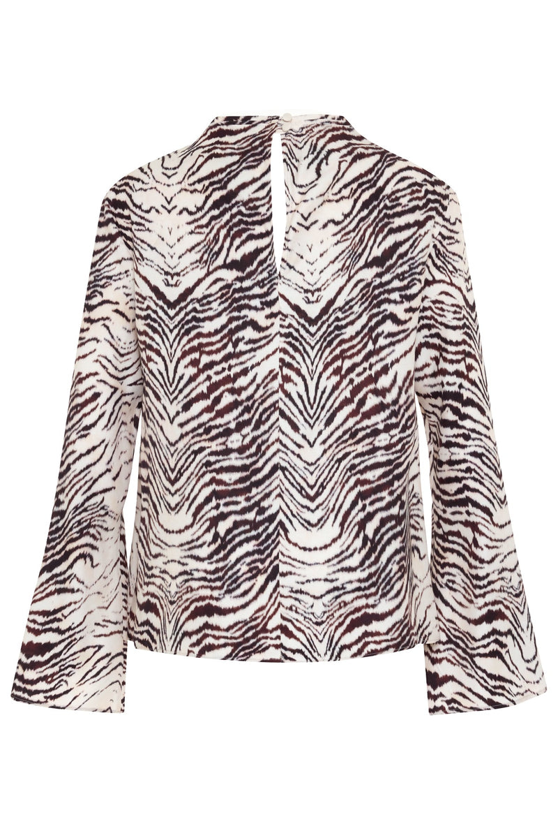 Setre Patterned Long Sleeve Relaxed Cut Blouse Burgundy/Offwhite