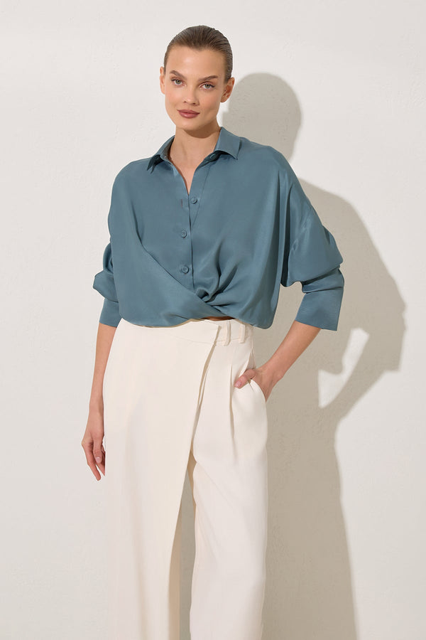 Setre Twisted Detail Crop Blouse Crystal