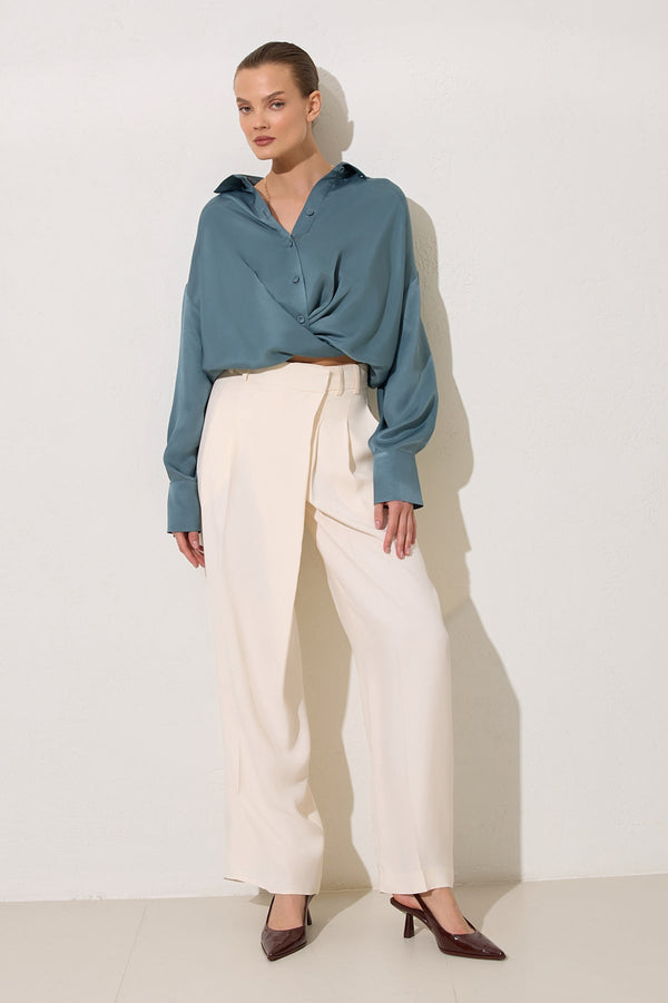 Setre Twisted Detail Crop Blouse Crystal