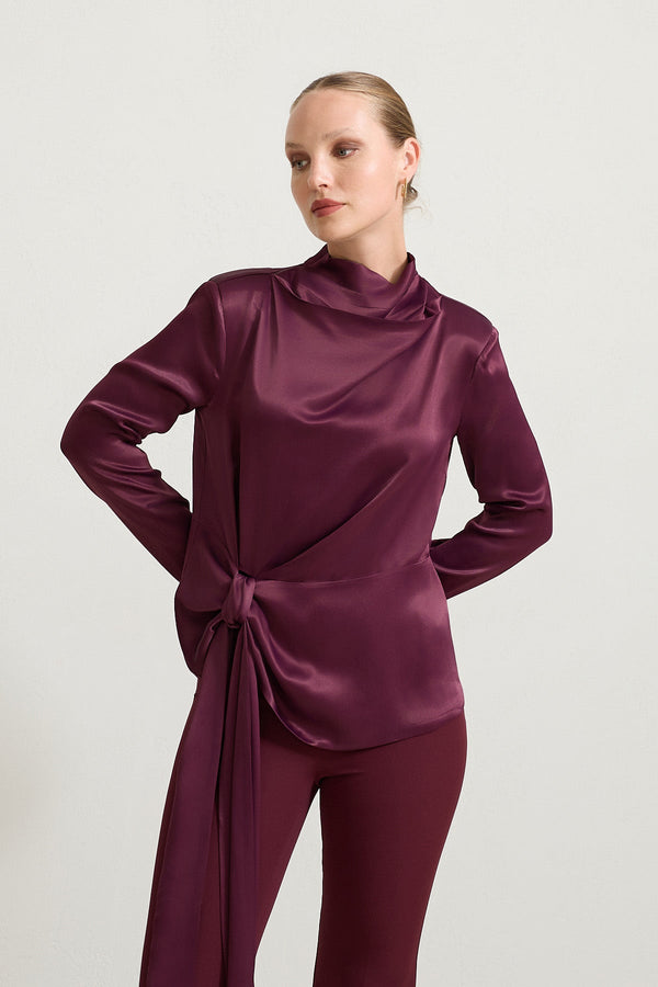 Setre Waist Tie Detailed Blouse Burgundy