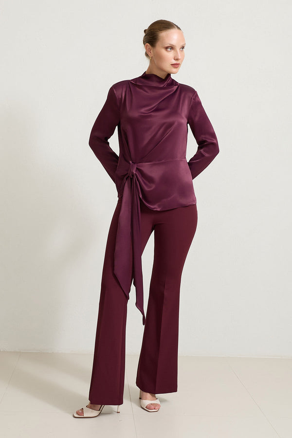 Setre Waist Tie Detailed Blouse Burgundy