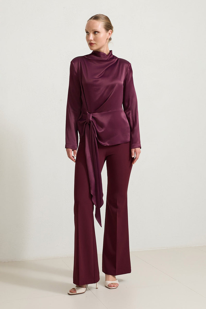 Setre Waist Tie Detailed Blouse Burgundy