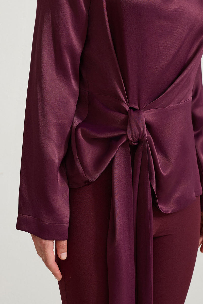 Setre Waist Tie Detailed Blouse Burgundy