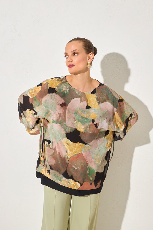 Setre Patterned Long Sleeve Blouse Black/Yellow