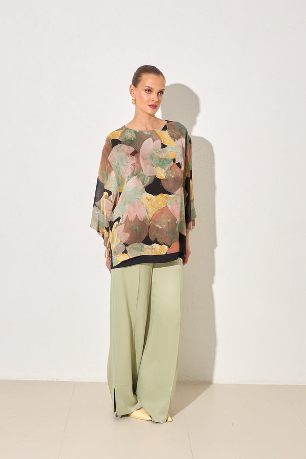 Setre Patterned Long Sleeve Blouse Black/Yellow