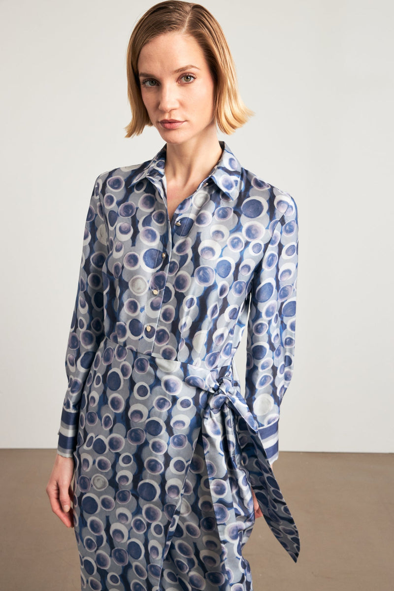 Setre Patterned Midi Dress Blue