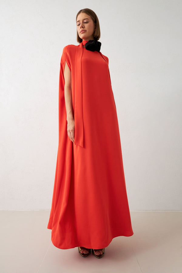 Setre Detailed Comfortable Cut Maxi Dress Red