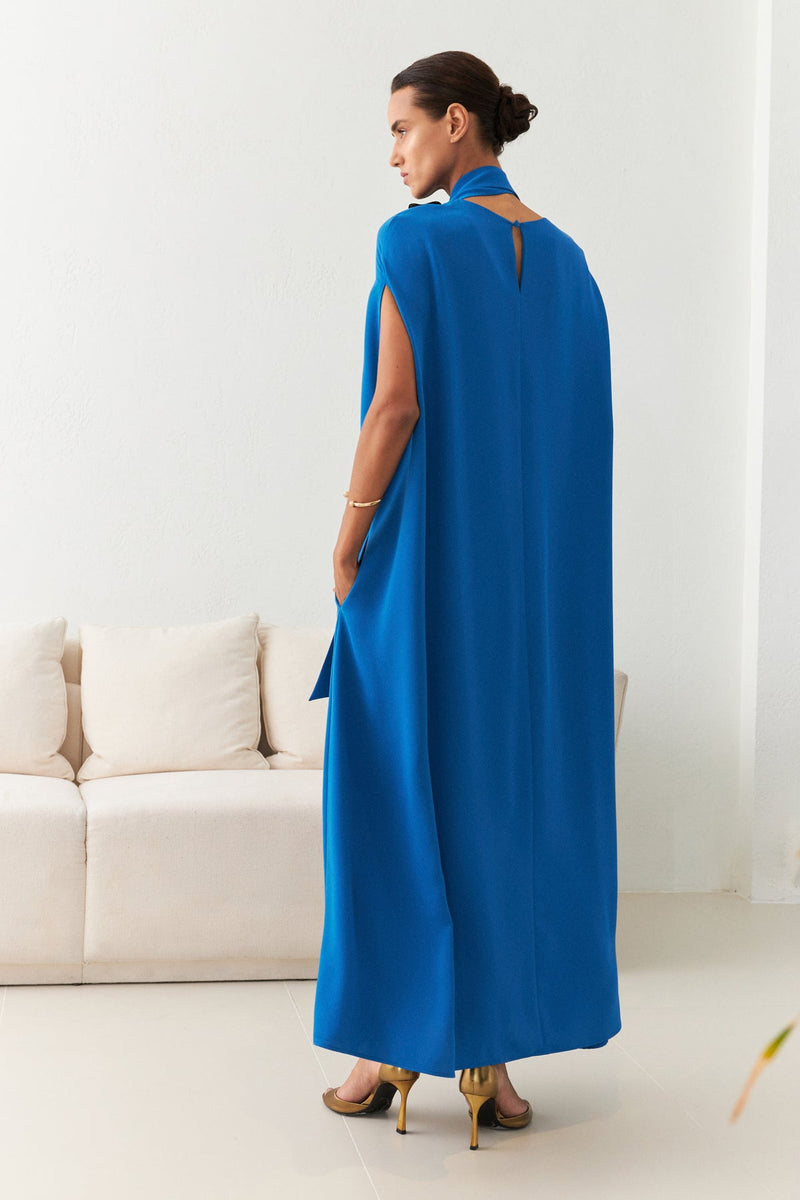 Setre Detailed Comfortable Cut Maxi Dress Blue