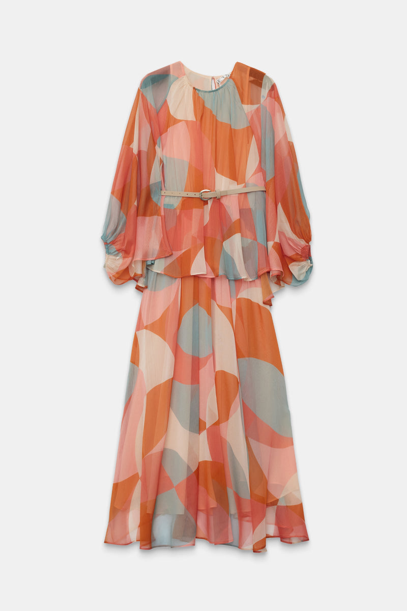 Setre Two-Piece Form Printed Dress Orange