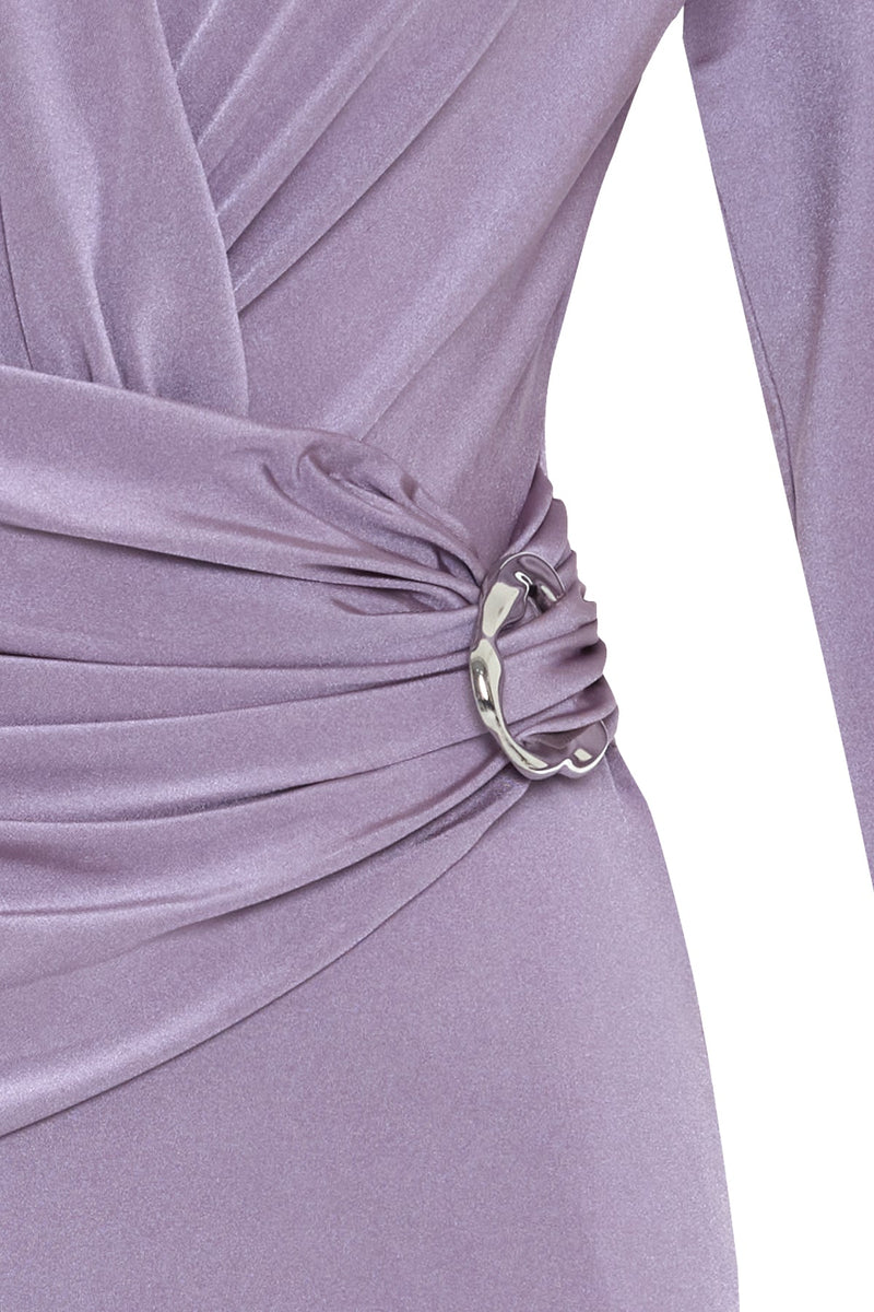 Setre V-Neck Pleated Detail Dress Lilac