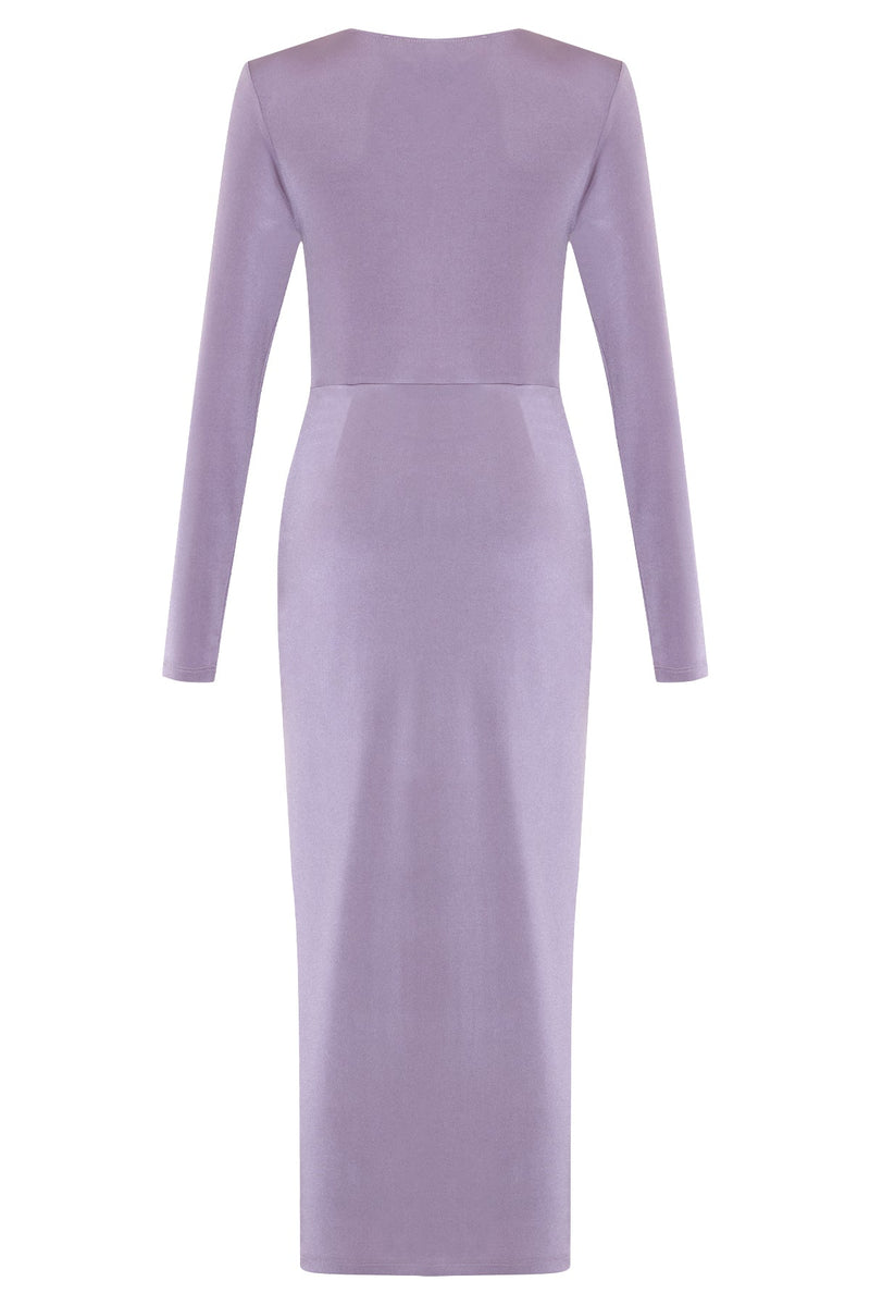 Setre V-Neck Pleated Detail Dress Lilac