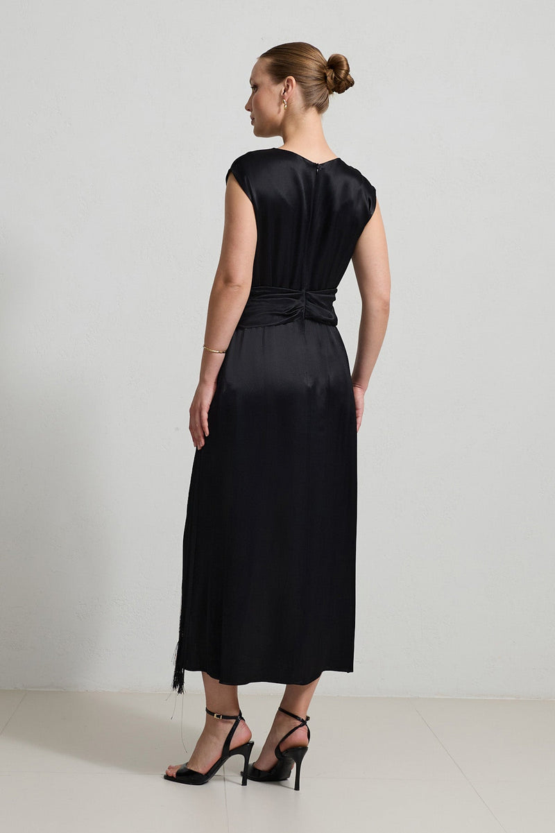 Setre Waist Detailed With Tassel Dress Black