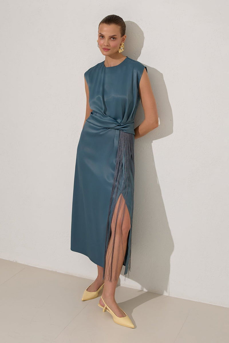 Setre Waist Detailed With Tassel Dress Crystal